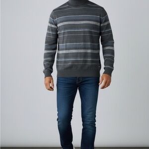 Calvin Klein Men's Charcoal and Light Gray Turtleneck Sweater Italian yarn